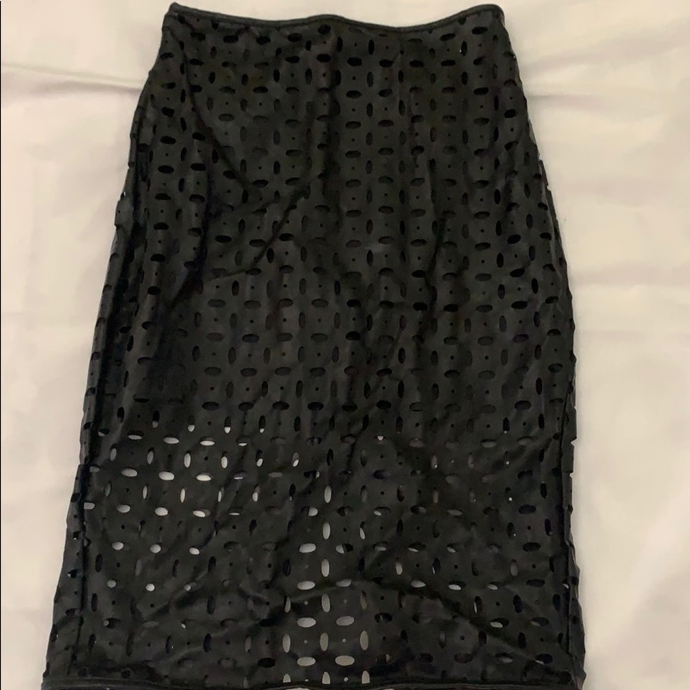 Cut out leather skirt
